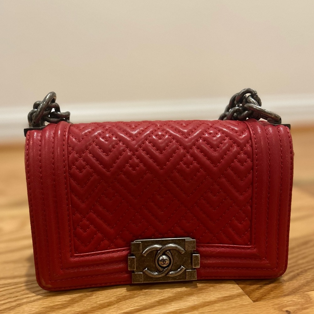 Rare Color “red” Chanel Boy Bag. Used.